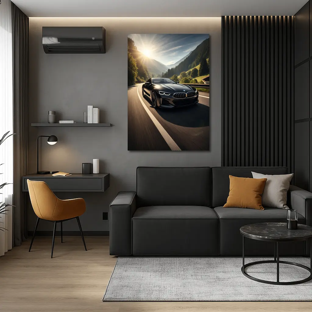 BMW M8 Black Coupe Mountain Road Drive – Wall Art