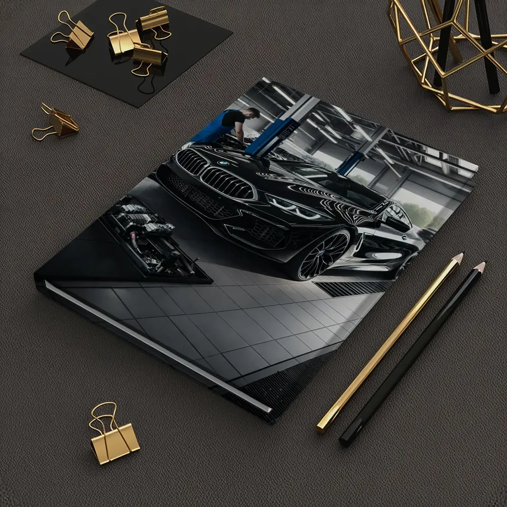 BMW M8 Black Coupe In Service Garage – Notebooks