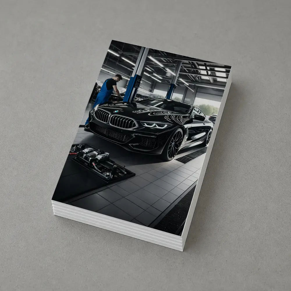 BMW M8 Black Coupe In Service Garage – Postcards