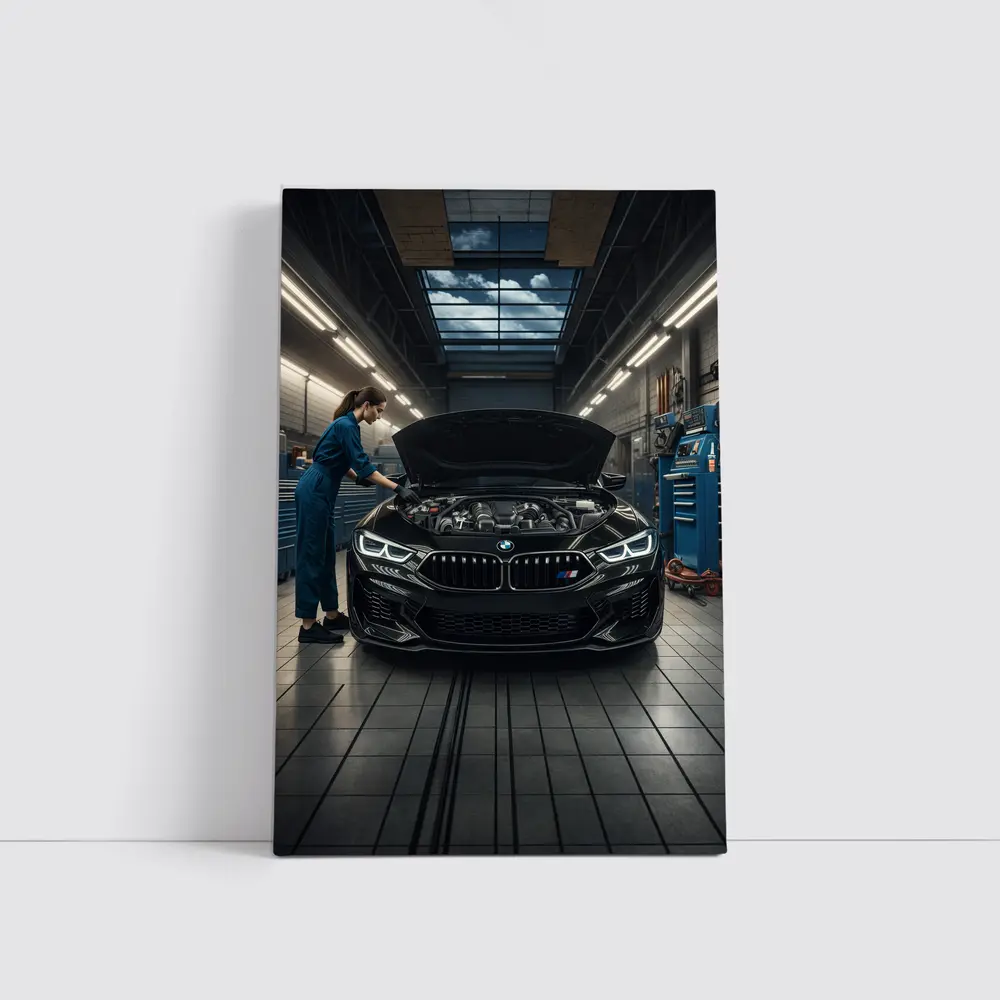 BMW M8 Black Sports Car Garage Workshop – Wall Art