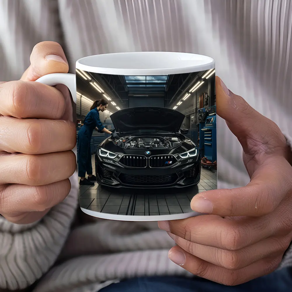 BMW M8 Black Sports Car Garage Workshop – Mugs