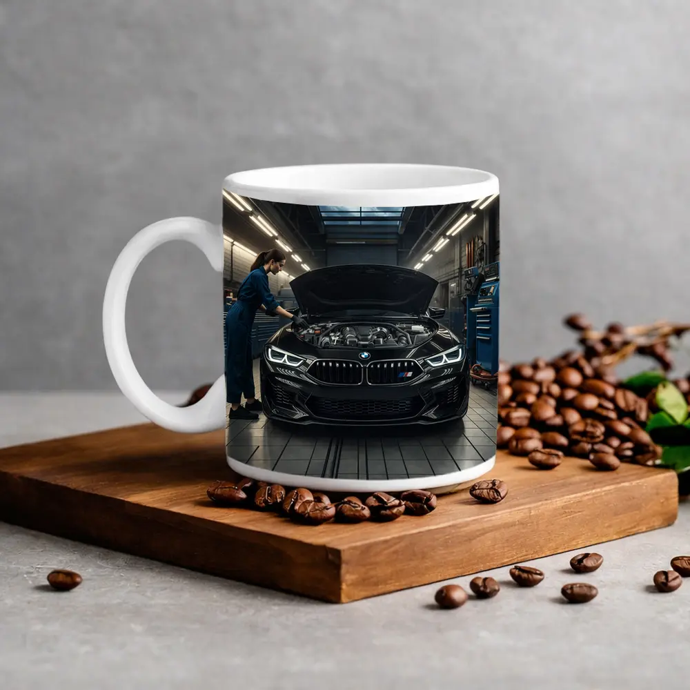 BMW M8 Black Sports Car Garage Workshop – Mugs