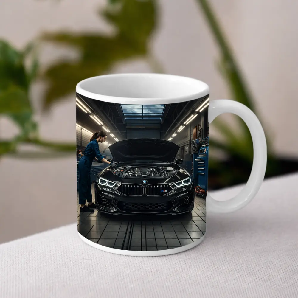 BMW M8 Black Sports Car Garage Workshop – Mugs