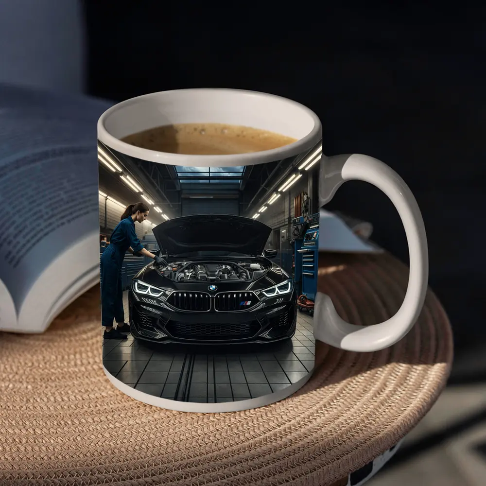 BMW M8 Black Sports Car Garage Workshop – Mugs