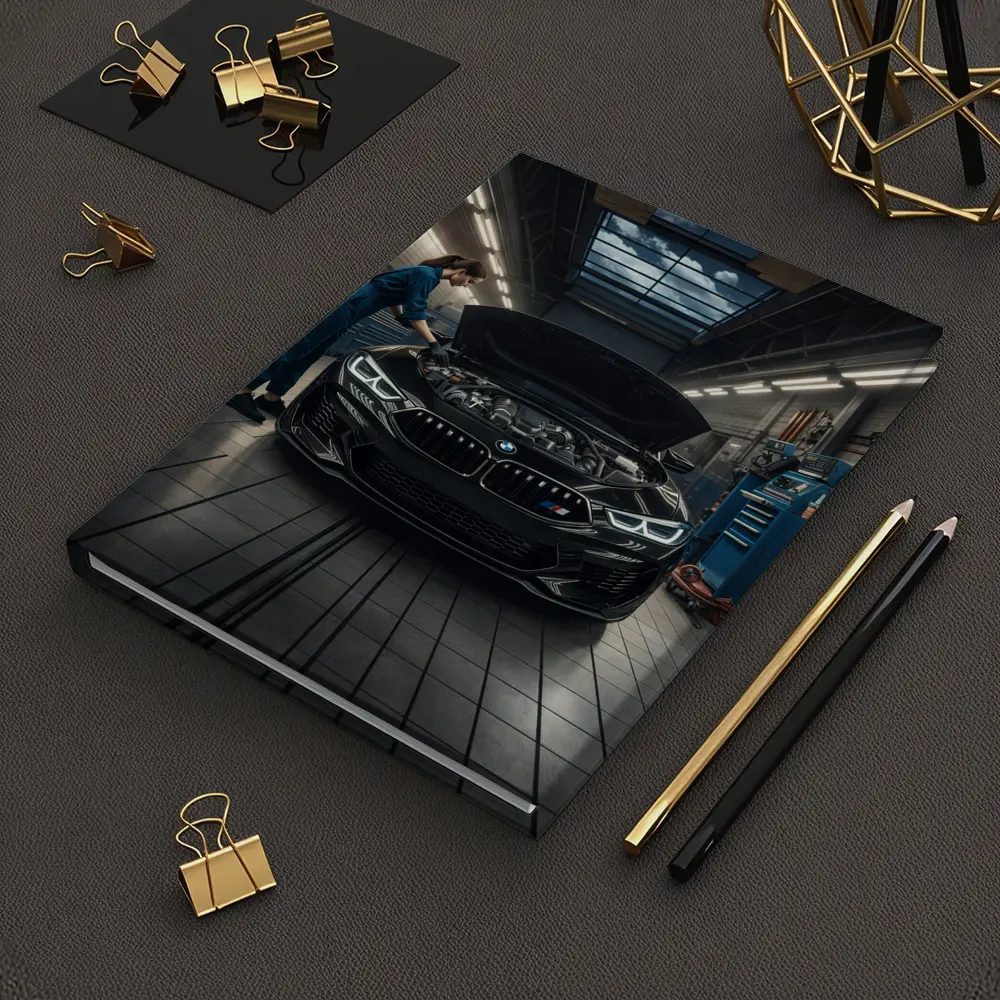 BMW M8 Black Sports Car Garage Workshop – Notebooks