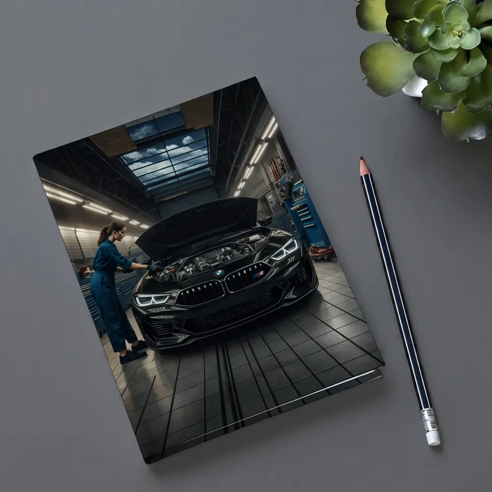 BMW M8 Black Sports Car Garage Workshop – Notebooks
