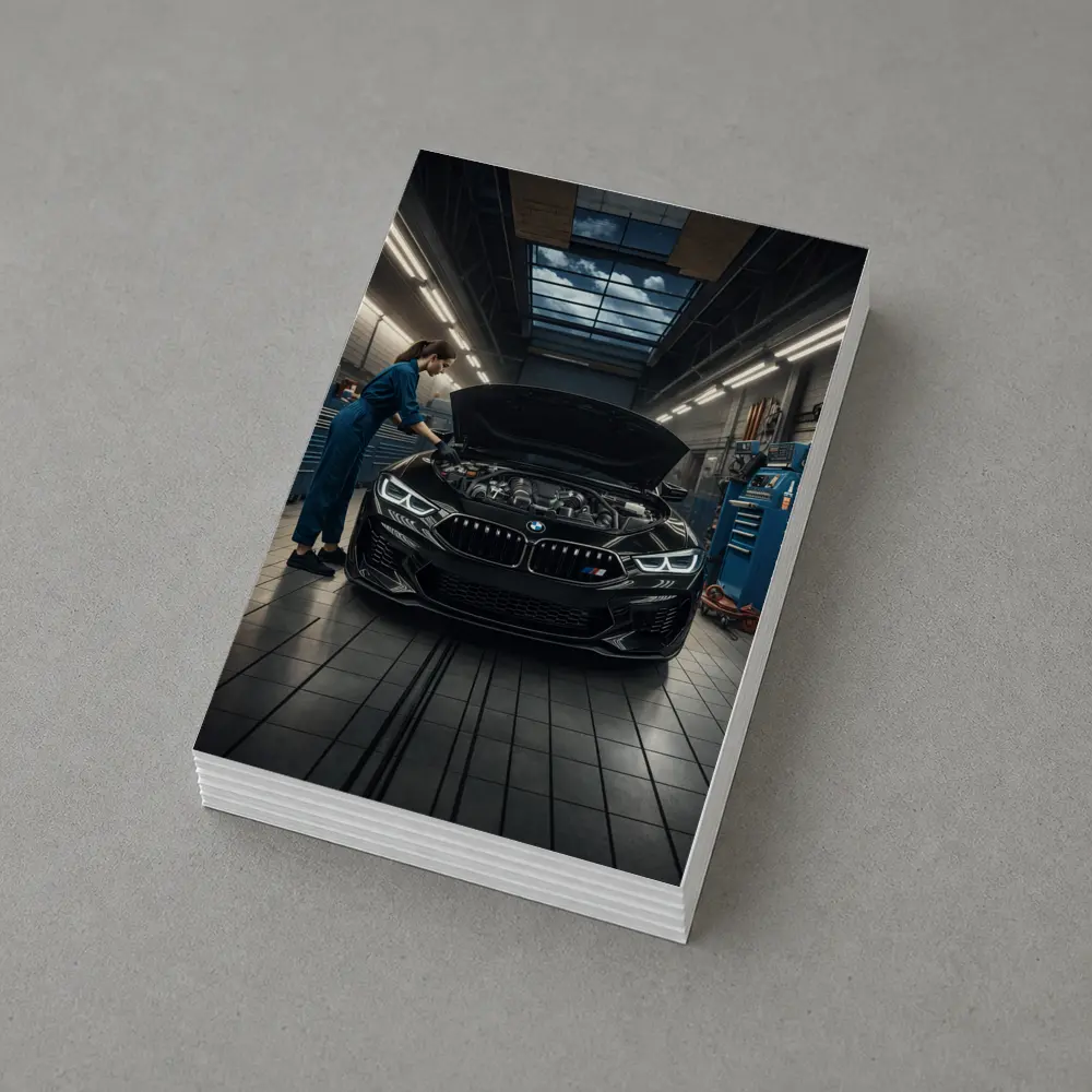 BMW M8 Black Sports Car Garage Workshop – Postcards