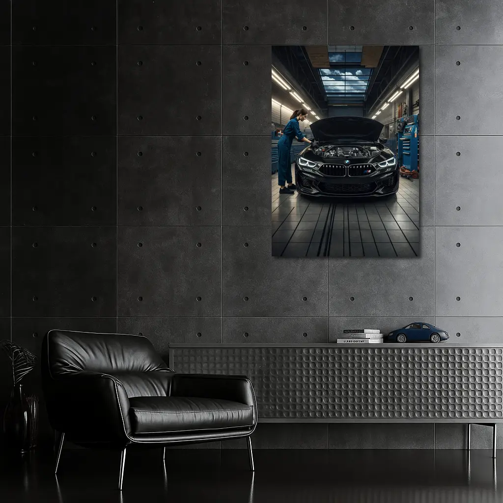BMW M8 Black Sports Car Garage Workshop – Wall Art