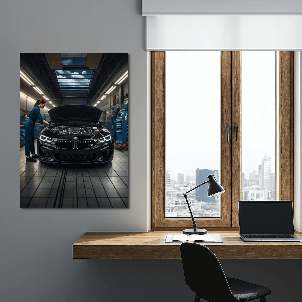 BMW M8 Black Sports Car Garage Workshop – Wall Art