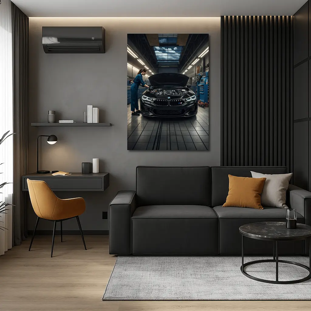BMW M8 Black Sports Car Garage Workshop – Wall Art