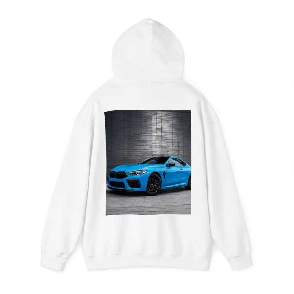 BMW M8 Coupe Blue Urban Wall Background – Hoodies
