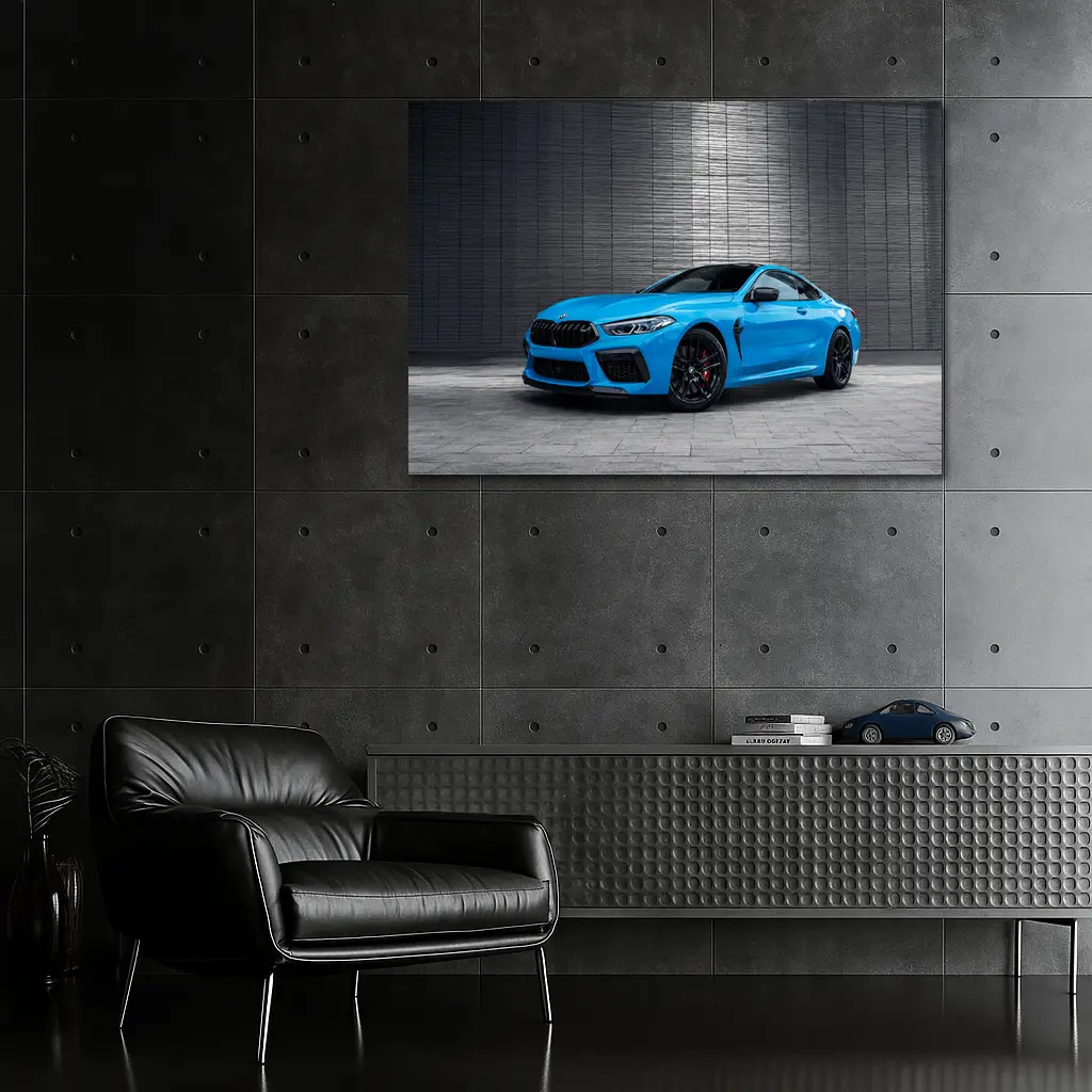BMW M8 Coupe Blue Urban Wall Background – Wall Art