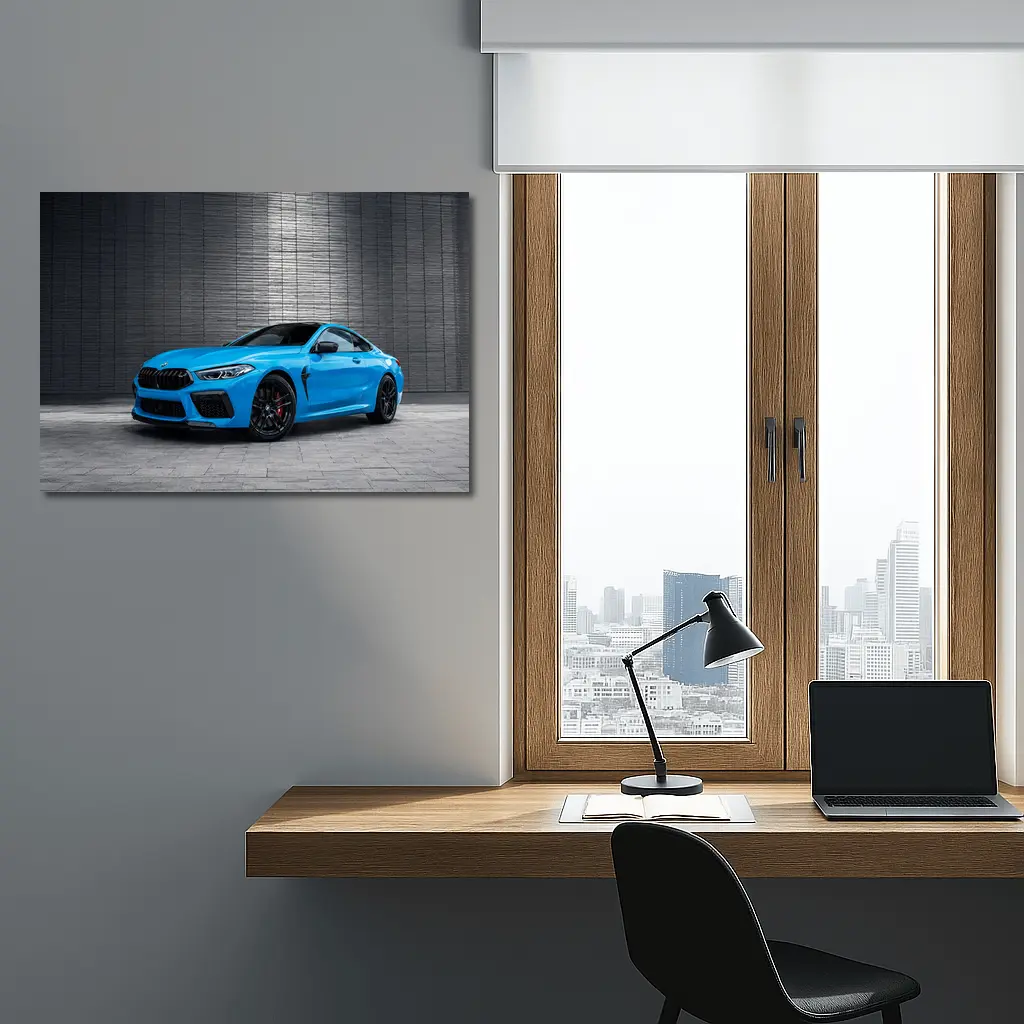 BMW M8 Coupe Blue Urban Wall Background – Wall Art