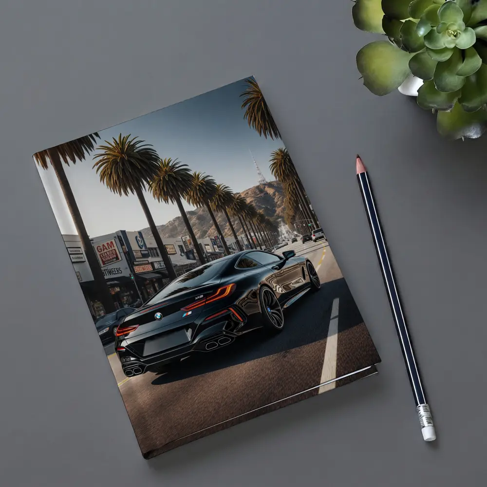 BMW M8 Cruising Hollywood Boulevard Palm Trees – Notebooks
