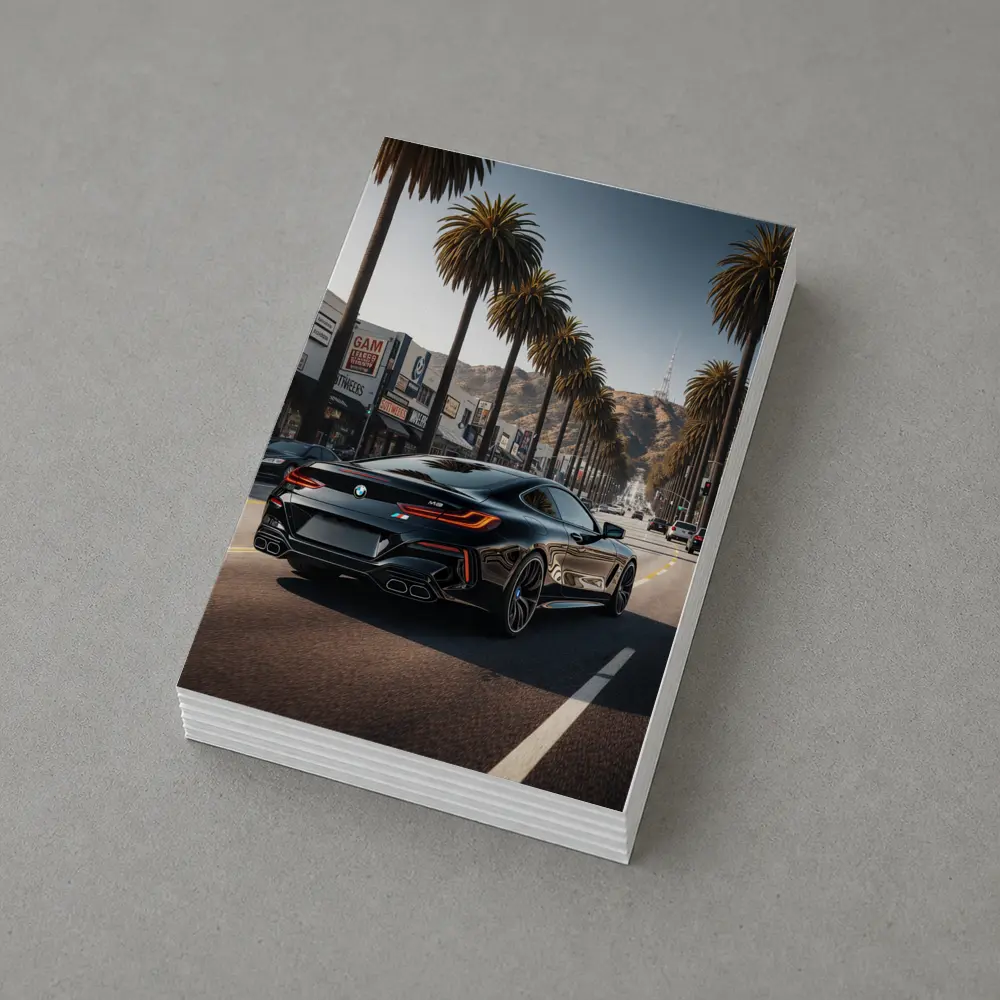 BMW M8 Cruising Hollywood Boulevard Palm Trees – Postcards