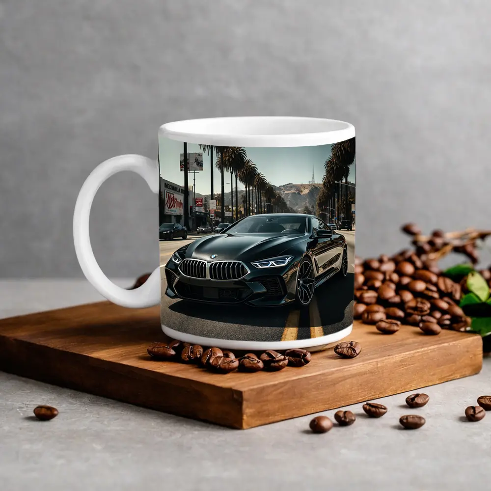 BMW M8 Cruising Los Angeles Palm Tree Boulevard – Mugs