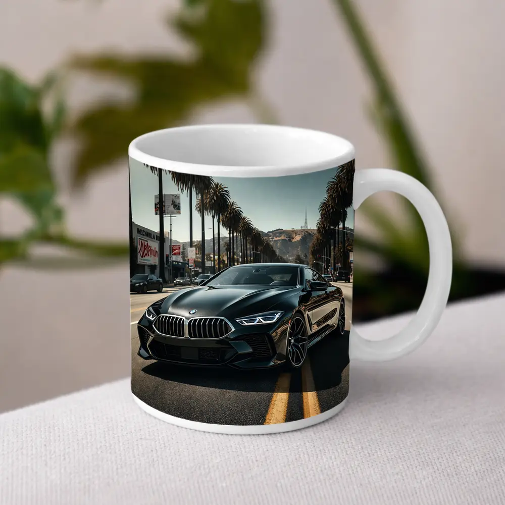 BMW M8 Cruising Los Angeles Palm Tree Boulevard – Mugs