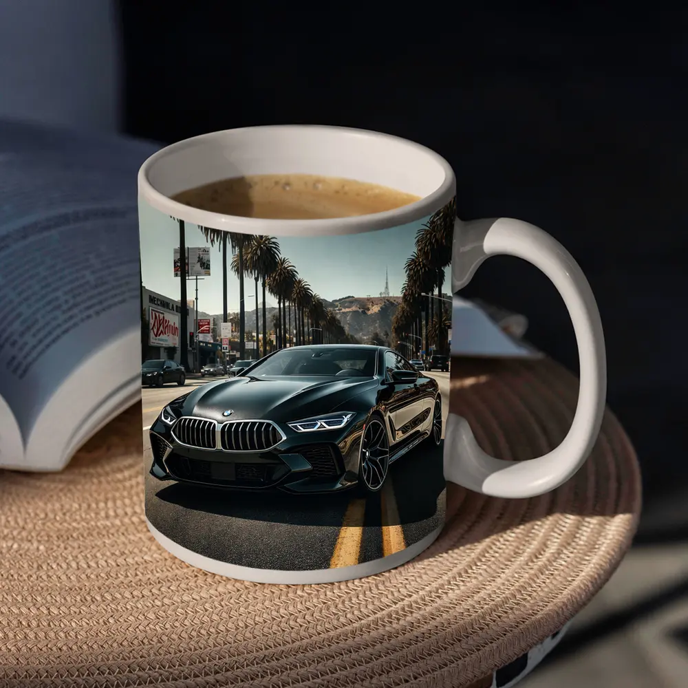 BMW M8 Cruising Los Angeles Palm Tree Boulevard – Mugs