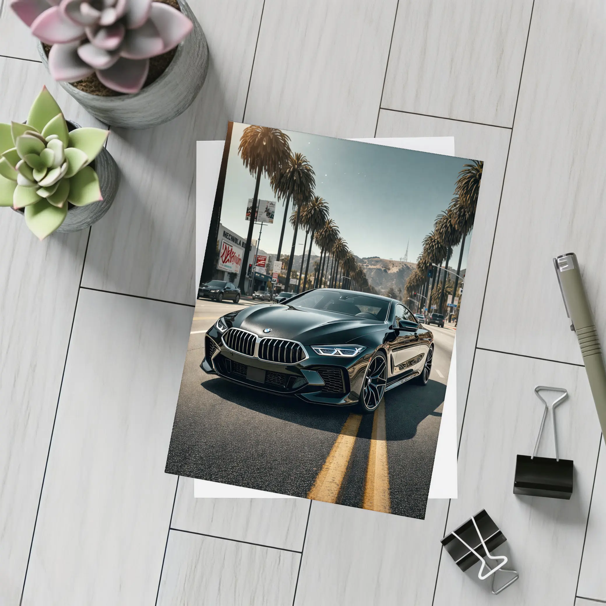 BMW M8 Cruising Los Angeles Palm Tree Boulevard – Postcards