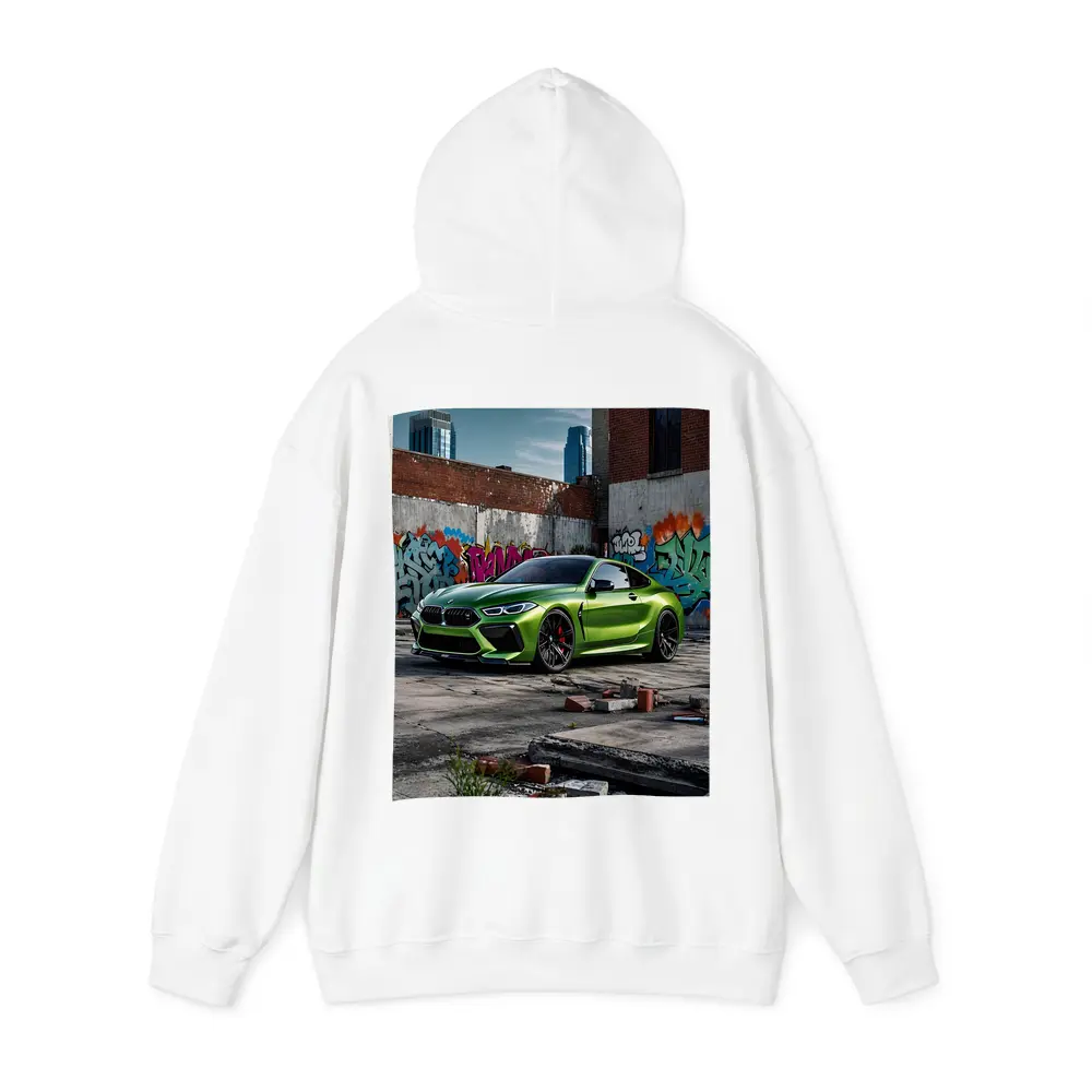 BMW M8 Green Coupe Graffiti Urban Setting – Hoodies
