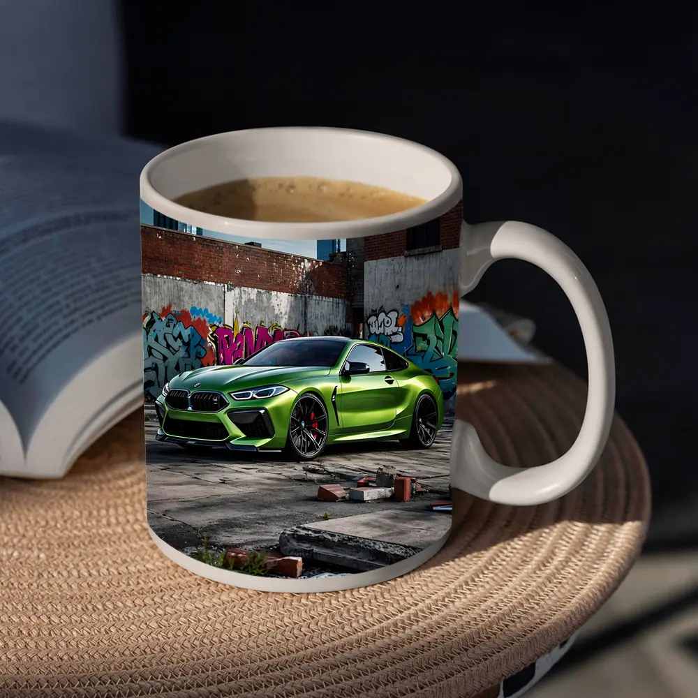 BMW M8 Green Coupe Graffiti Urban Setting – Mugs