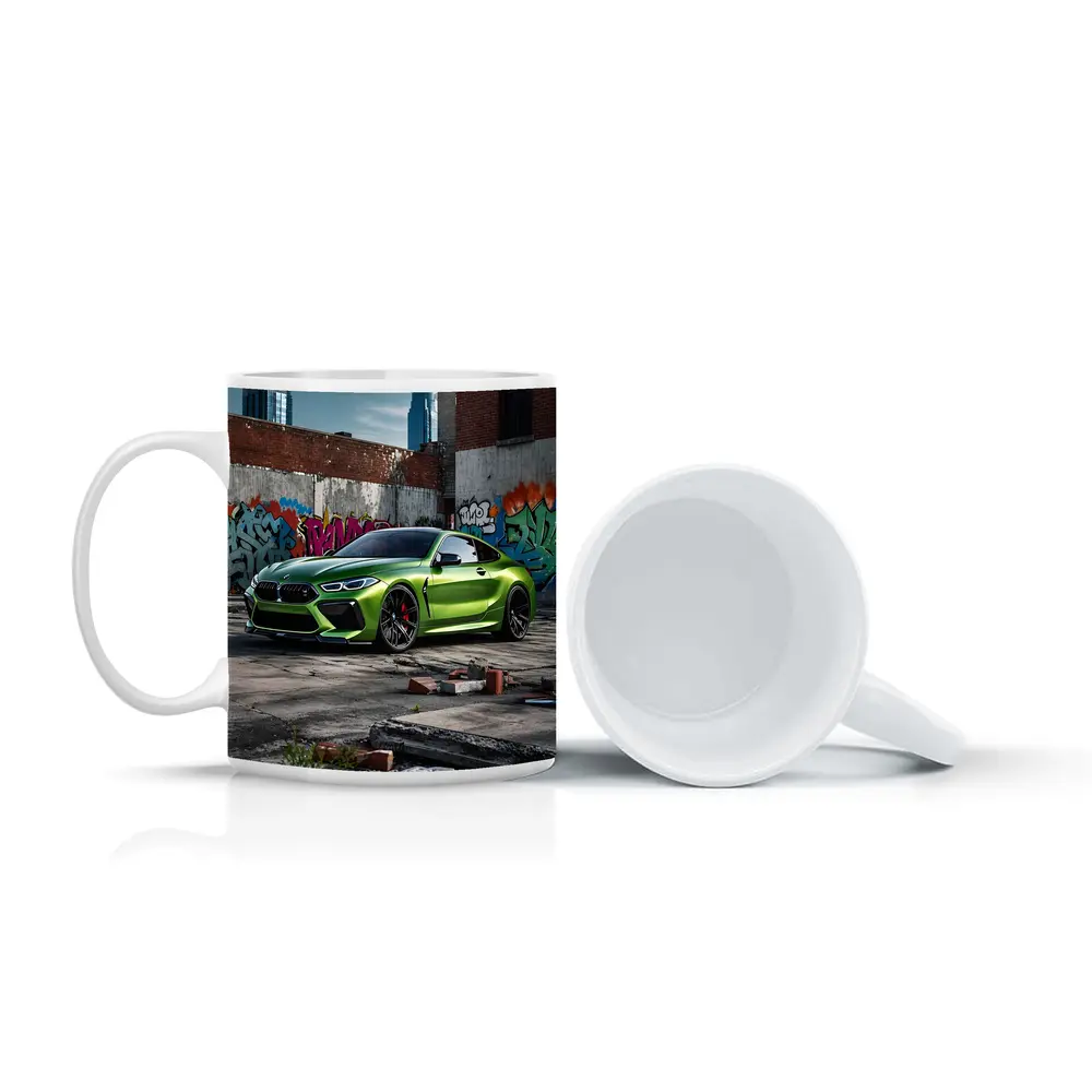 BMW M8 Green Coupe Graffiti Urban Setting – Mugs