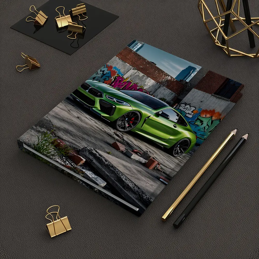 BMW M8 Green Coupe Graffiti Urban Setting – Notebooks