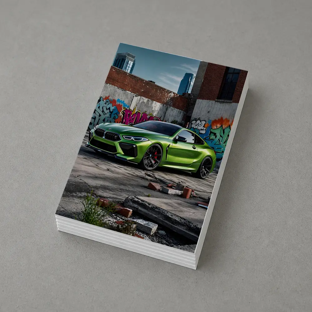 BMW M8 Green Coupe Graffiti Urban Setting – Postcards