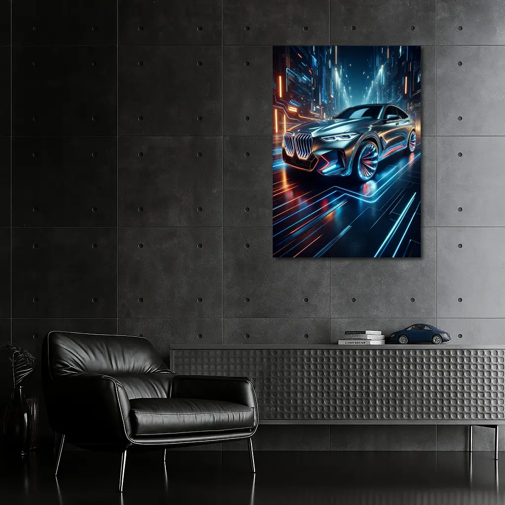 BMW X6 Neon Futuristic City Night – Wall Art