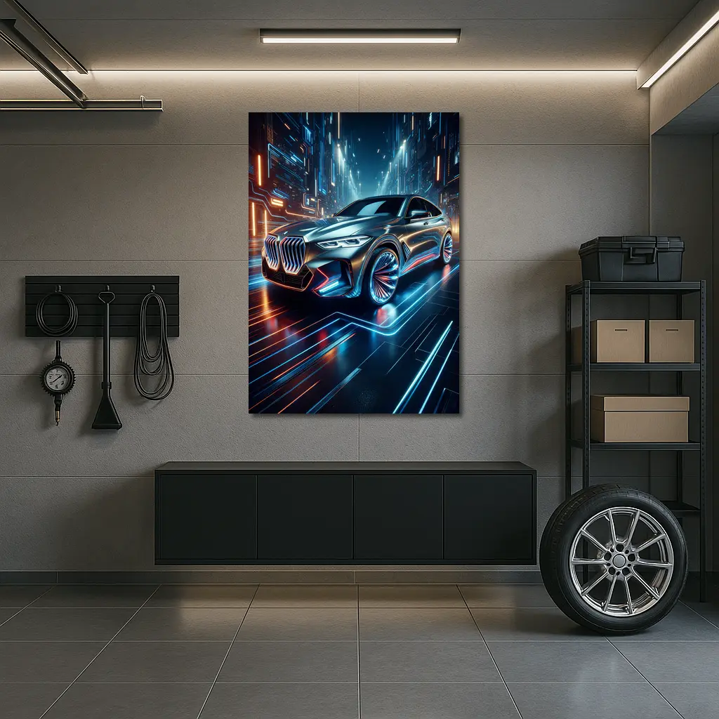 BMW X6 Neon Futuristic City Night – Wall Art