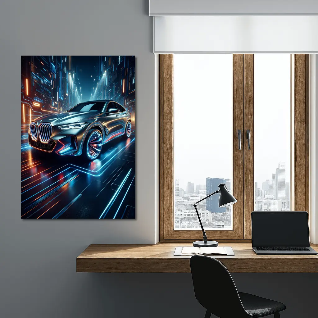 BMW X6 Neon Futuristic City Night – Wall Art