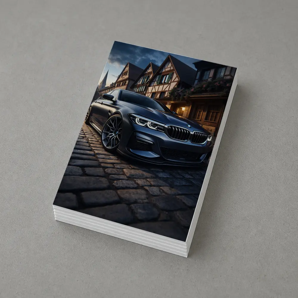 BMW 5 Series On Cobblestone European Street – Postcards