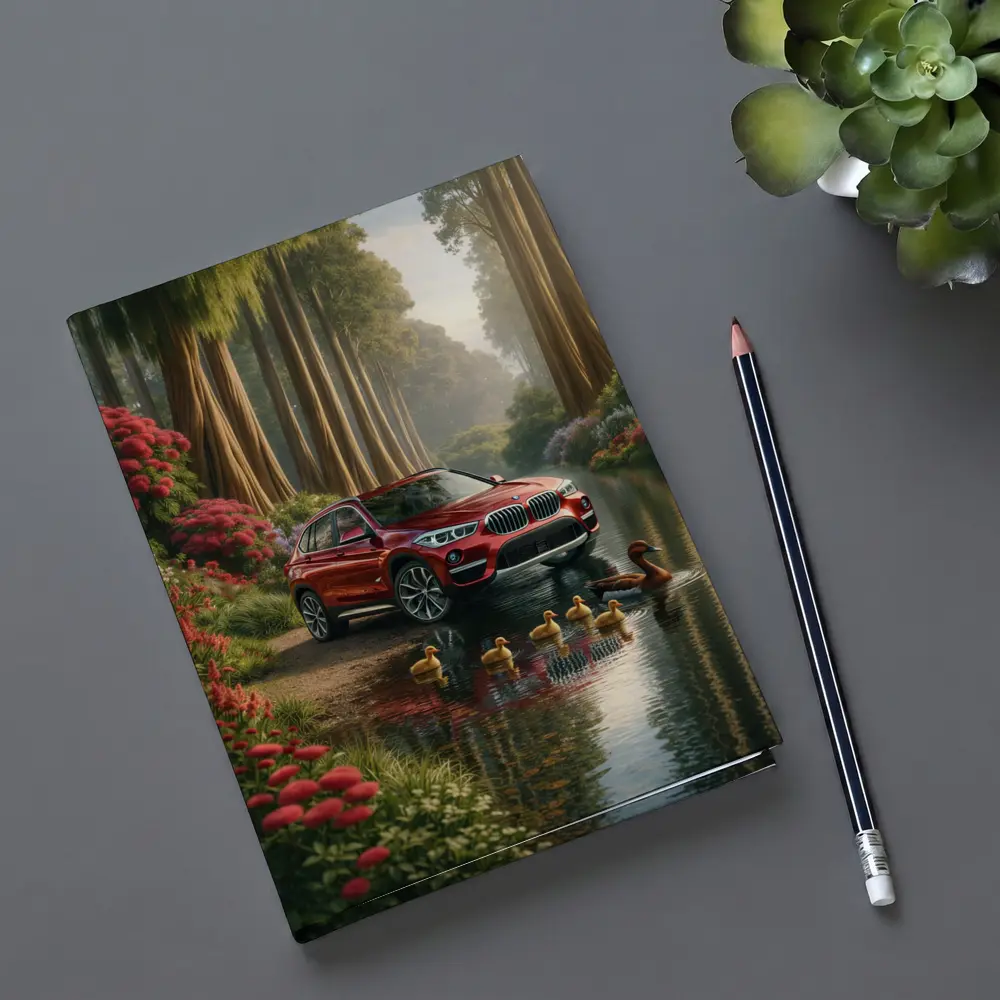Red BMW X1 SUV Forest River Scene – Notebooks