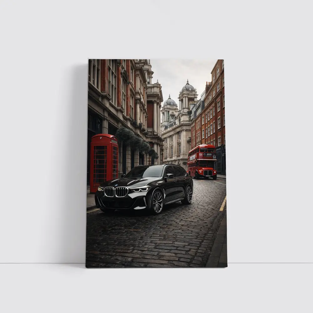 BMW X5 Black London Street Scene – Wall Art