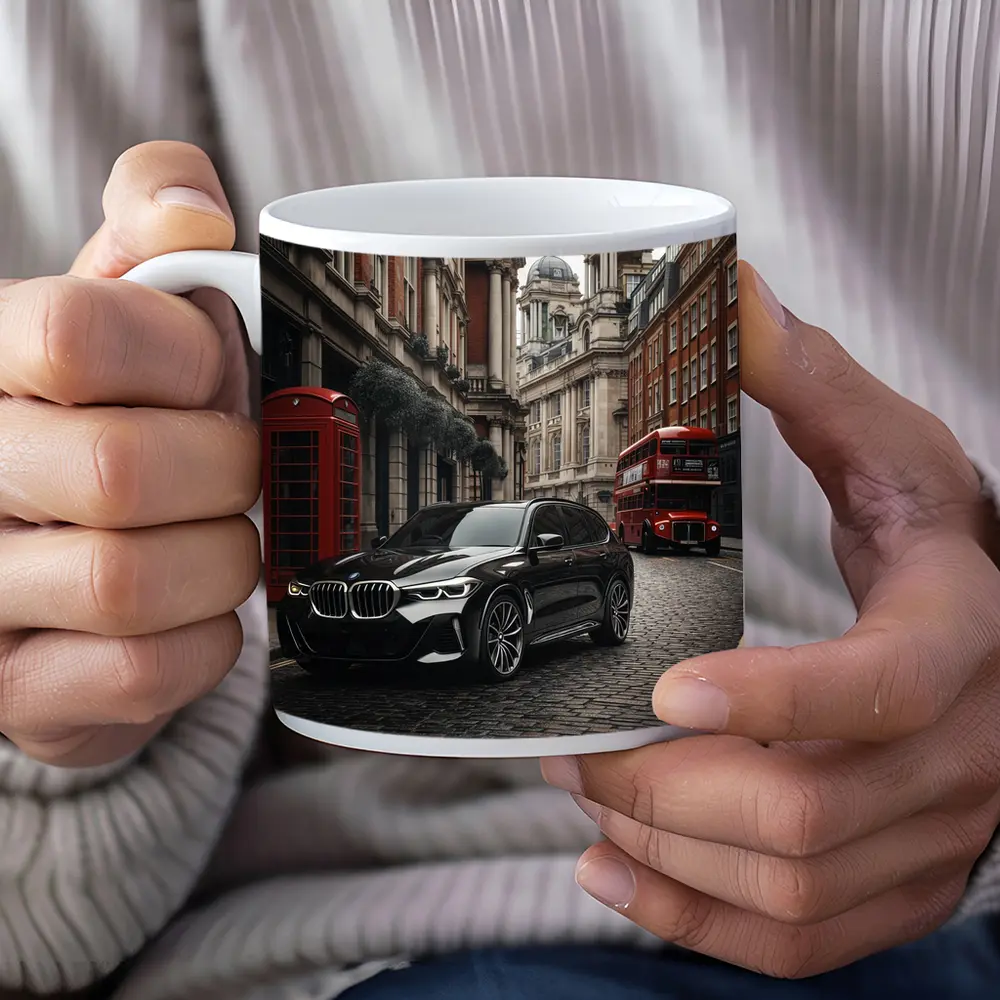 BMW X5 Black London Street Scene – Mugs