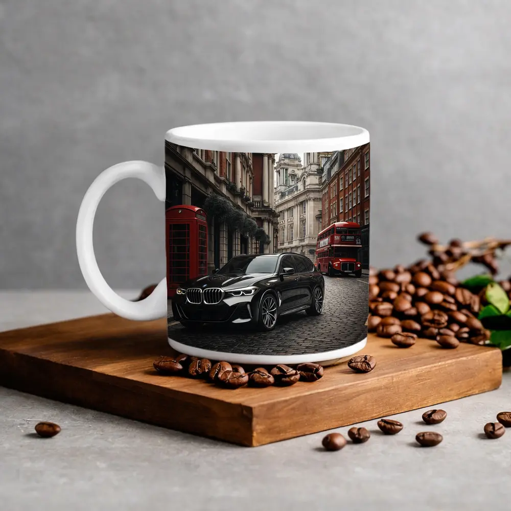 BMW X5 Black London Street Scene – Mugs