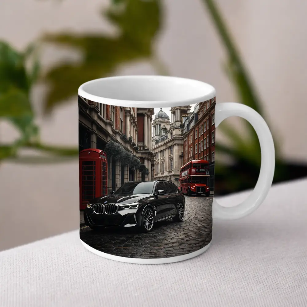 BMW X5 Black London Street Scene – Mugs