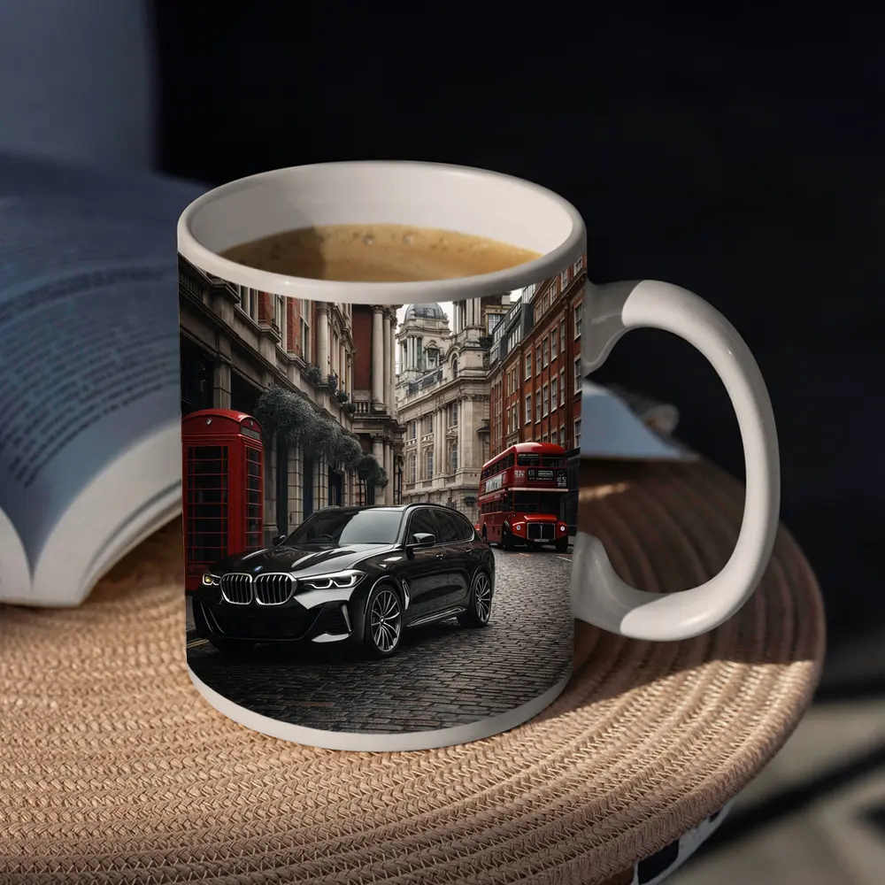 BMW X5 Black London Street Scene – Mugs