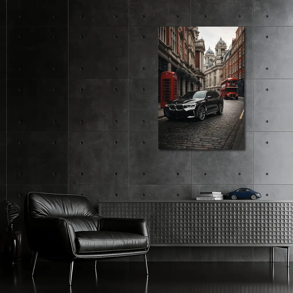 BMW X5 Black London Street Scene – Wall Art