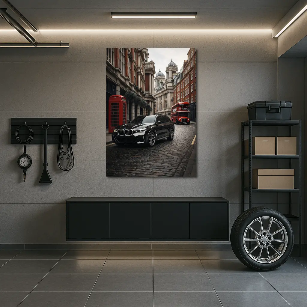 BMW X5 Black London Street Scene – Wall Art