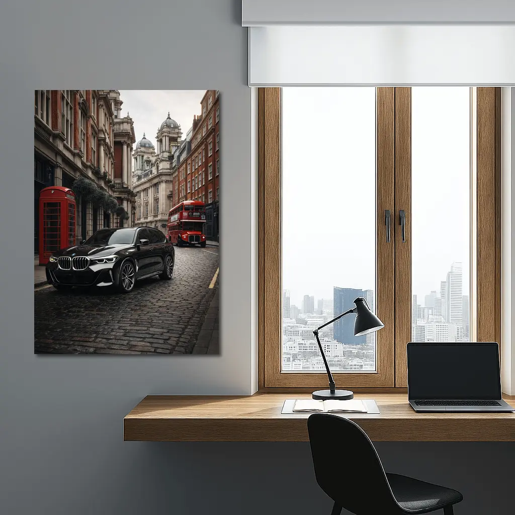 BMW X5 Black London Street Scene – Wall Art