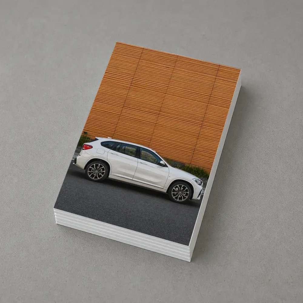 BMW X1 White SUV Orange Wall Background – Postcards