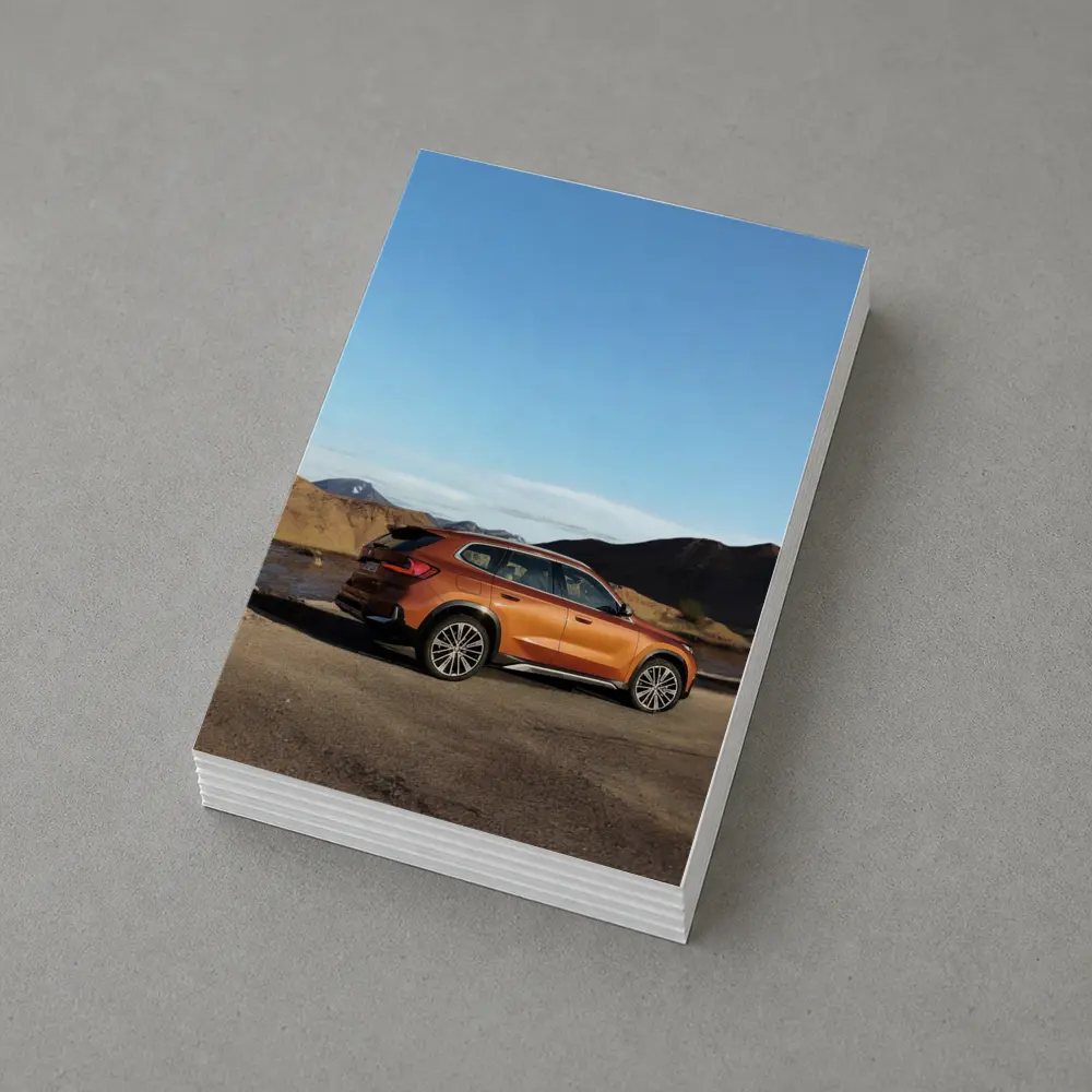 BMW X1 Orange SUV Desert Mountain Backdrop – Postcards