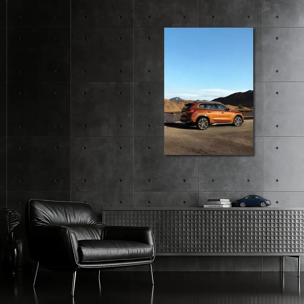 BMW X1 Orange SUV Desert Mountain Backdrop – Wall Art