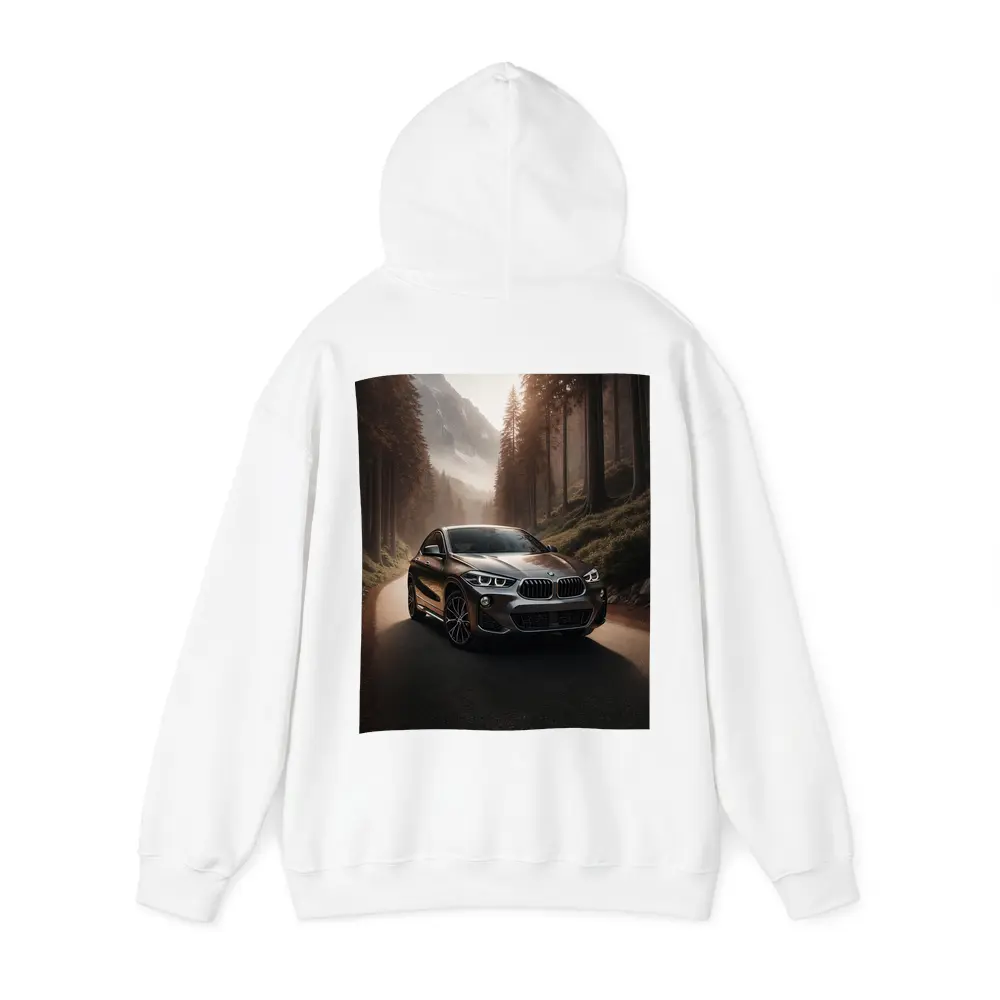 BMW X2 on Misty Mountain Forest Road – Hoodies