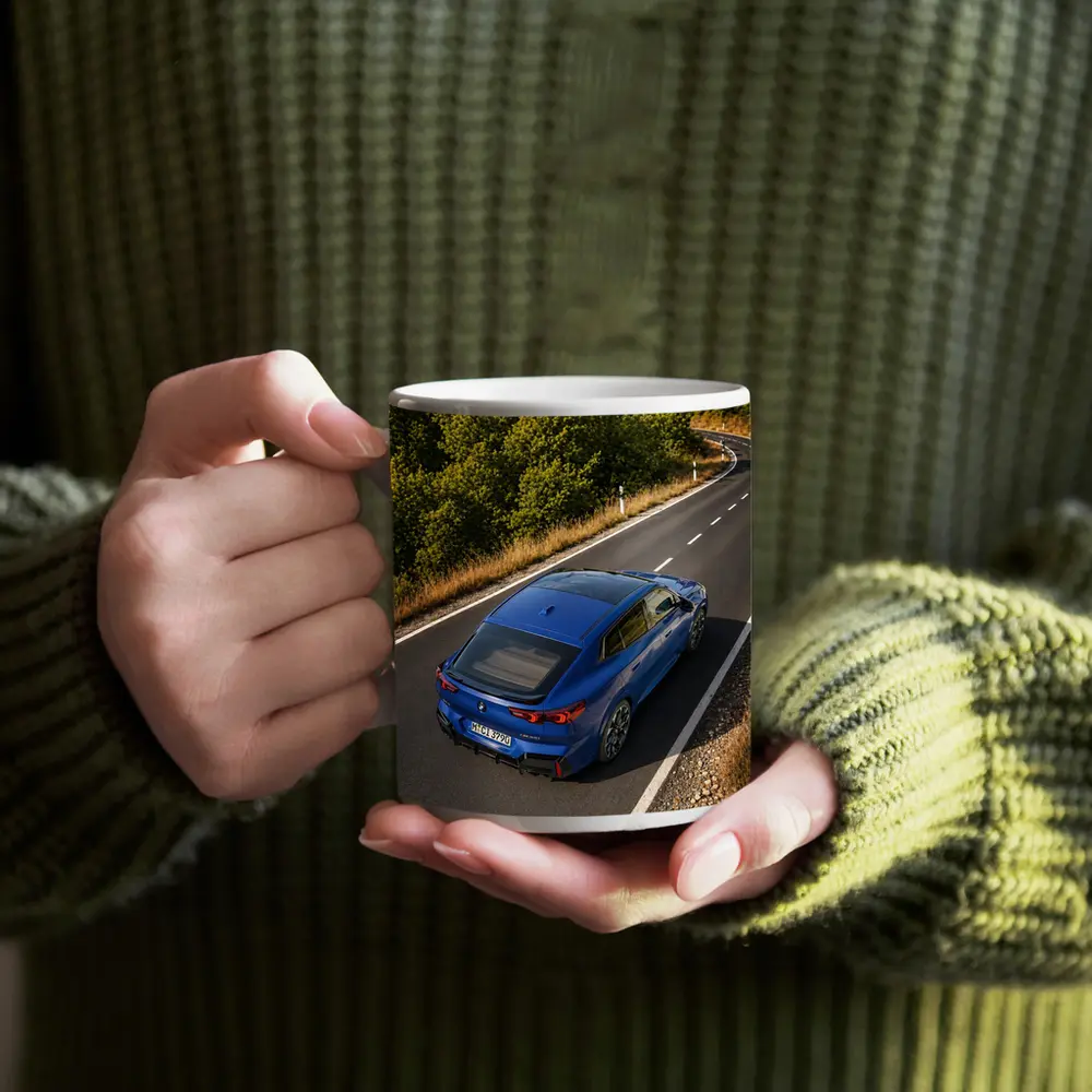 BMW X2 M35i Blue On Winding Road – Mugs