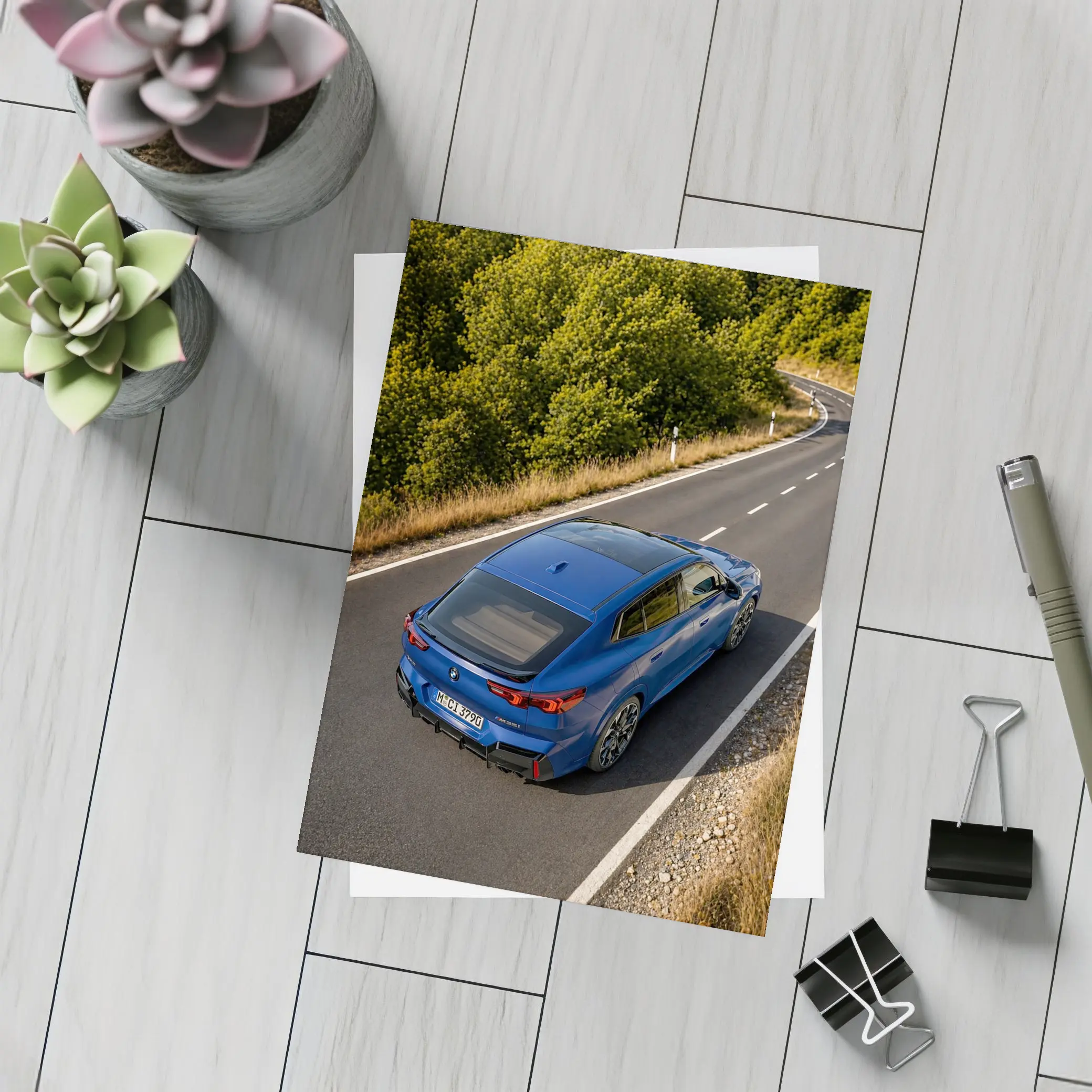 BMW X2 M35i Blue On Winding Road – Postcards