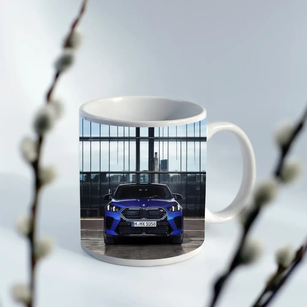 BMW X2 M35i Blue Front Urban Setting – Mugs