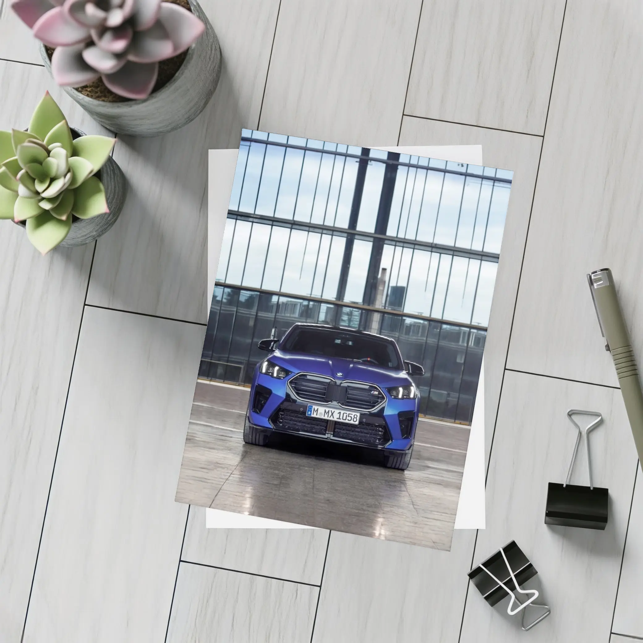 BMW X2 M35i Blue Front Urban Setting – Postcards