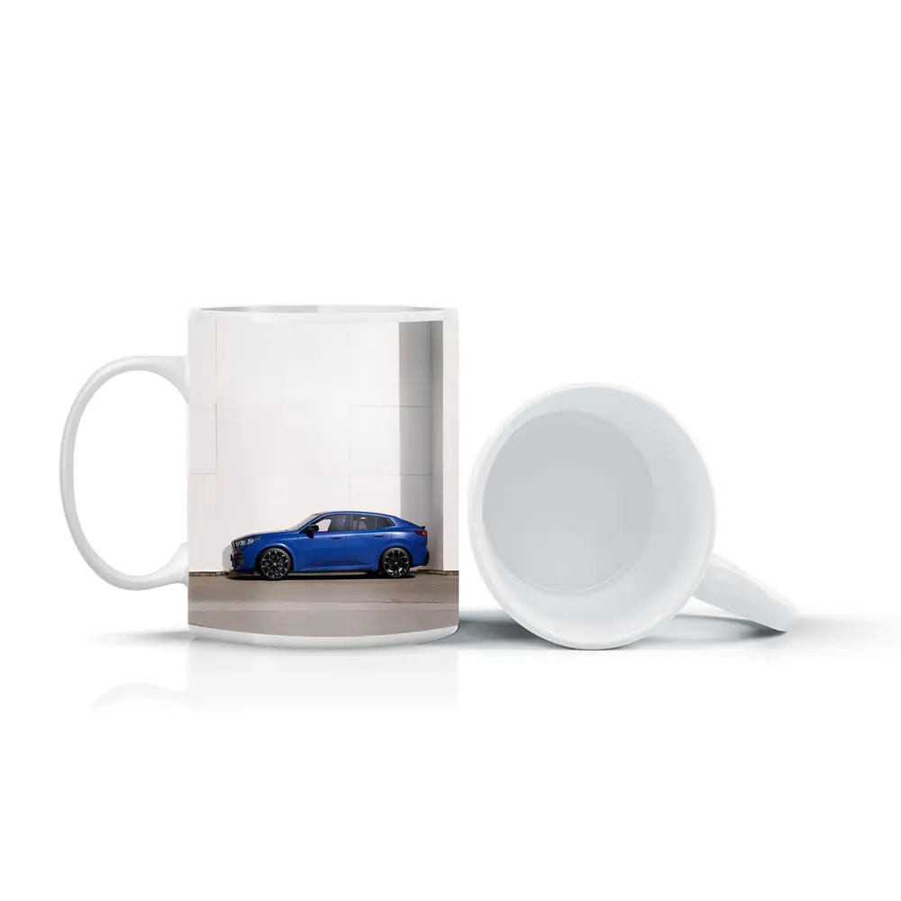 BMW X2 Blue Against White Wall – Mugs